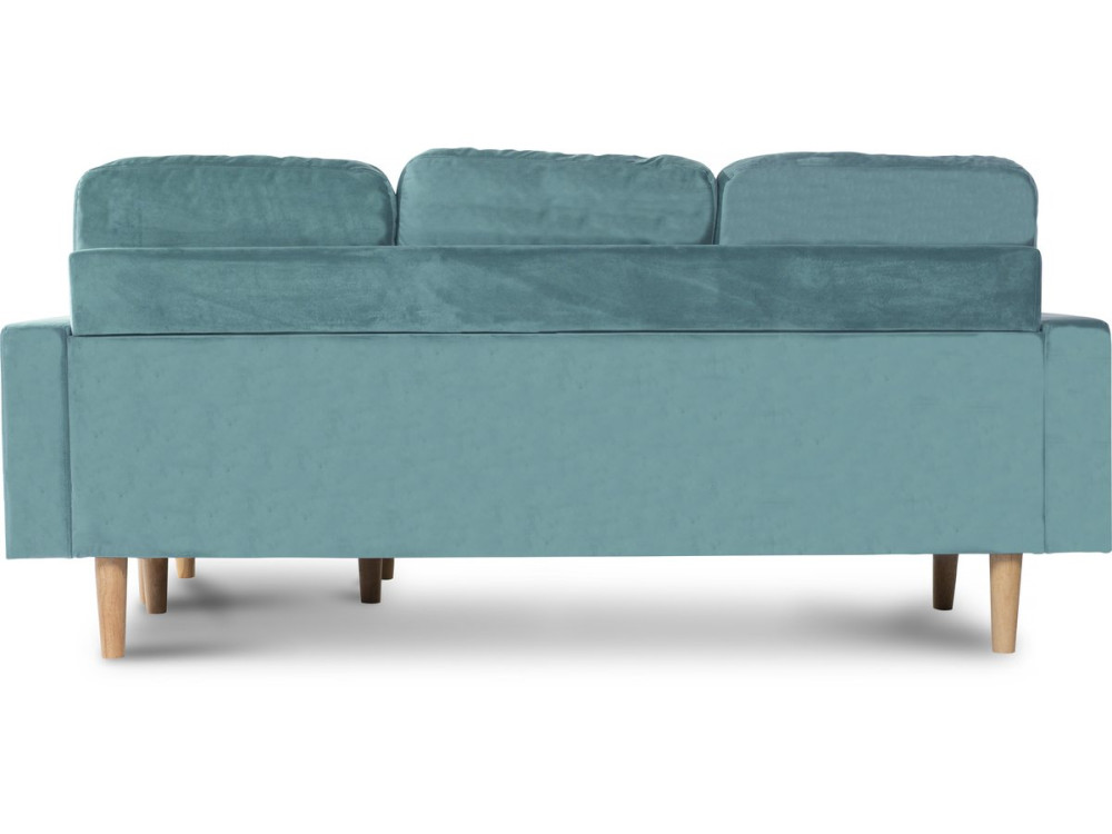 Bank hoekbank links rechts velours fluweel meubel "Gabby" - 3 zits - Blauw turquoise