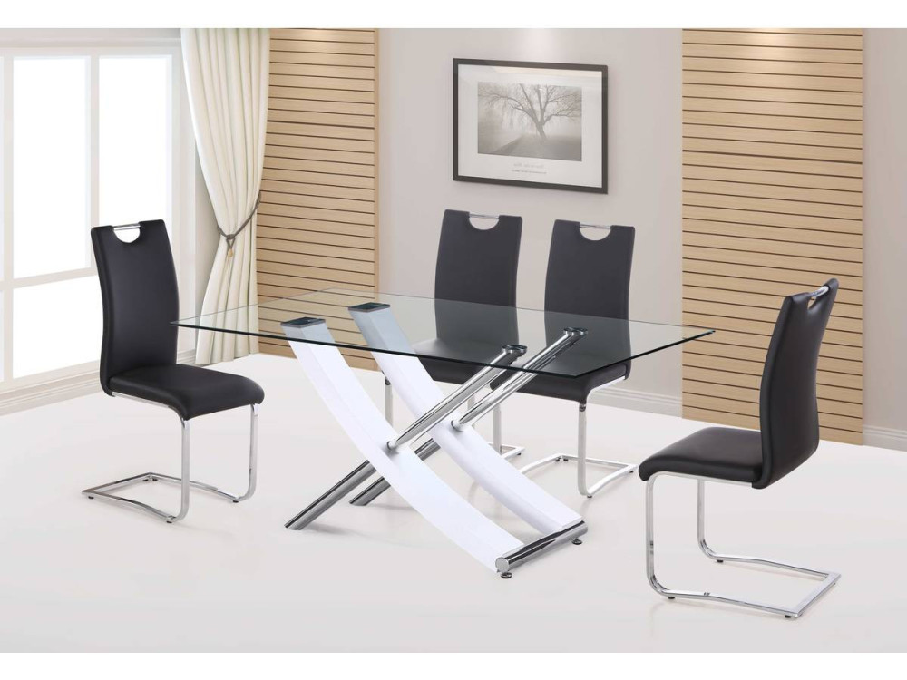 Eettafel "Diva" - 160 x 90 x 76 cm - Wit gelakt