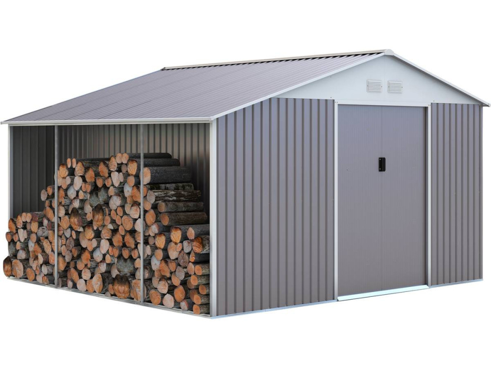 Metalen tuinhuis "Dallas" 12.99 m² met blokhut