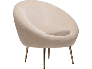 Stoel fauteuil velours fluweel "Cocon"  - 77 x 74 x 77,5 cm - Beige - lichtbruin