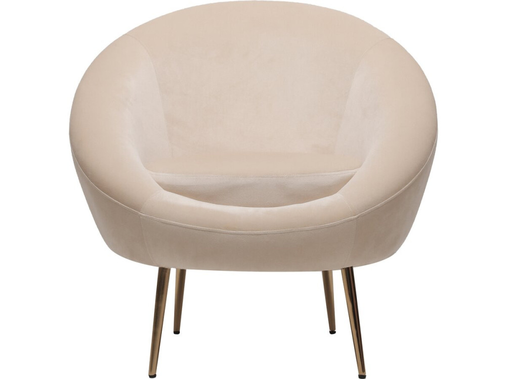 Stoel fauteuil velours fluweel "Cocon"  - 77 x 74 x 77,5 cm - Beige - lichtbruin
