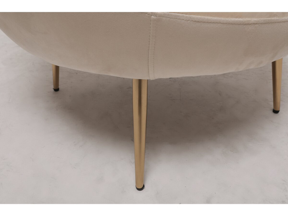 Stoel fauteuil velours fluweel "Cocon"  - 77 x 74 x 77,5 cm - Beige - lichtbruin