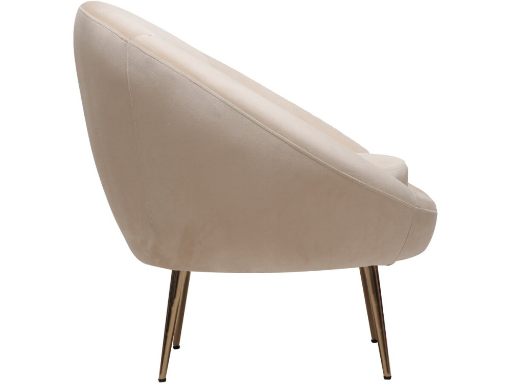 Stoel fauteuil velours fluweel "Cocon"  - 77 x 74 x 77,5 cm - Beige - lichtbruin