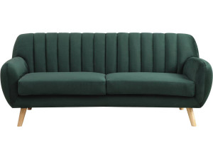 Scandinavische vaste fluwelen bank "Jarvis" - 3 zits - Donkergroen.