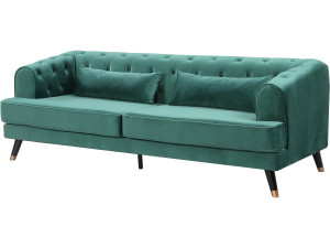 Vaste fluwelen bank "Gloria" - 216 x 86 x 76 cm - 3-zits - Donkergroen
