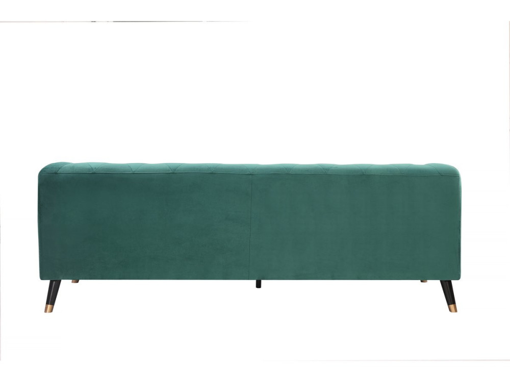 Canapé fixe en velours "Gloria" - 216 x 86 x 76 cm - 3 places - Vert foncé