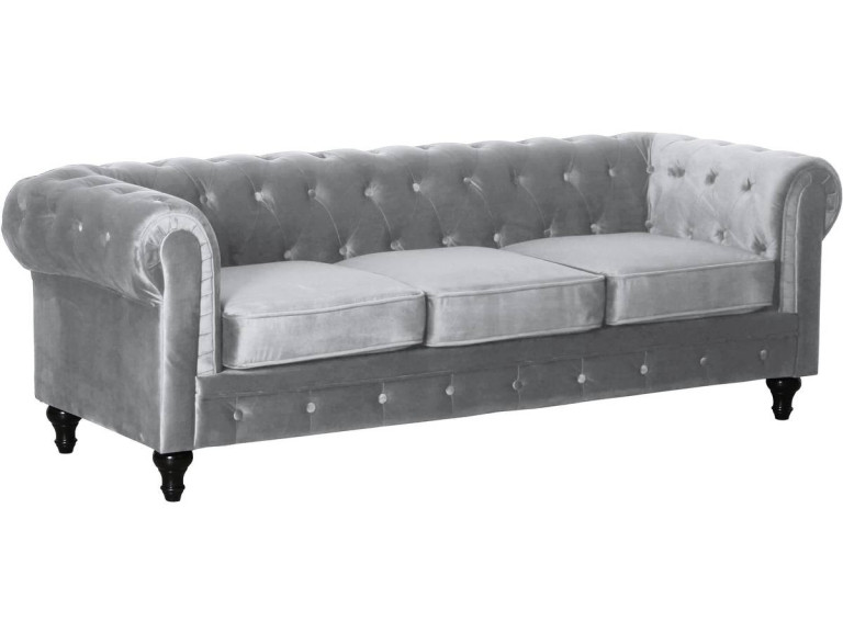 Chesterfield "Aliza" vaste bank - 3 zits - grijs