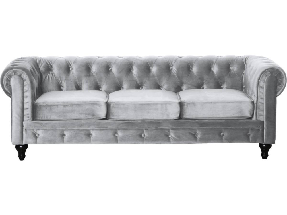 Chesterfield "Aliza" vaste bank - 3 zits - grijs