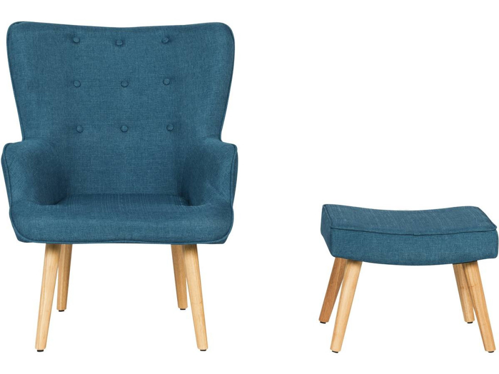 Stoel fauteuil stof Scandinavisch design "Odense" - 1 zits - Blauw Donkerblauw