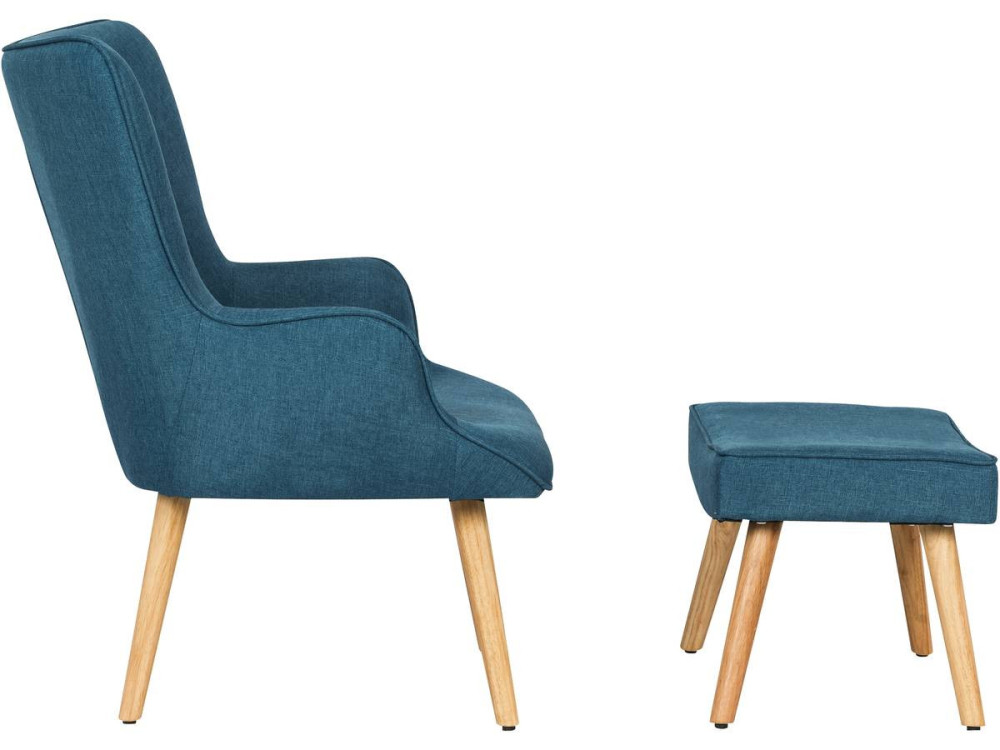 Stoel fauteuil stof Scandinavisch design "Odense" - 1 zits - Blauw Donkerblauw