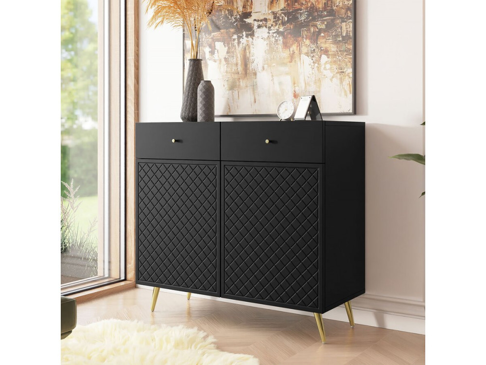 Dressoir commode buffetkast - "Temerra " - 100 x 42 x 92 cm - Zwart