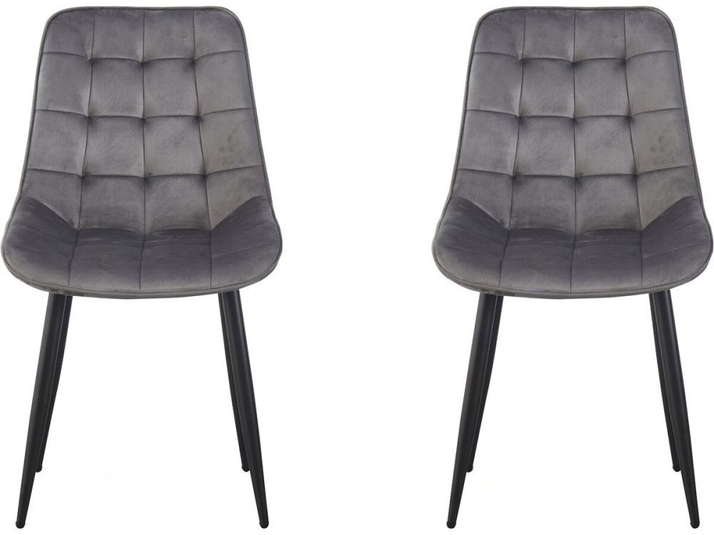 Stoelen set 2 stuks eetkamerstoelen velours fluweel "Victoria" - Grijs