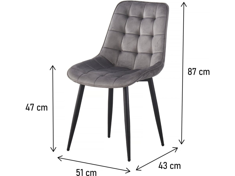 Stoelen set 2 stuks eetkamerstoelen velours fluweel "Victoria" - Grijs