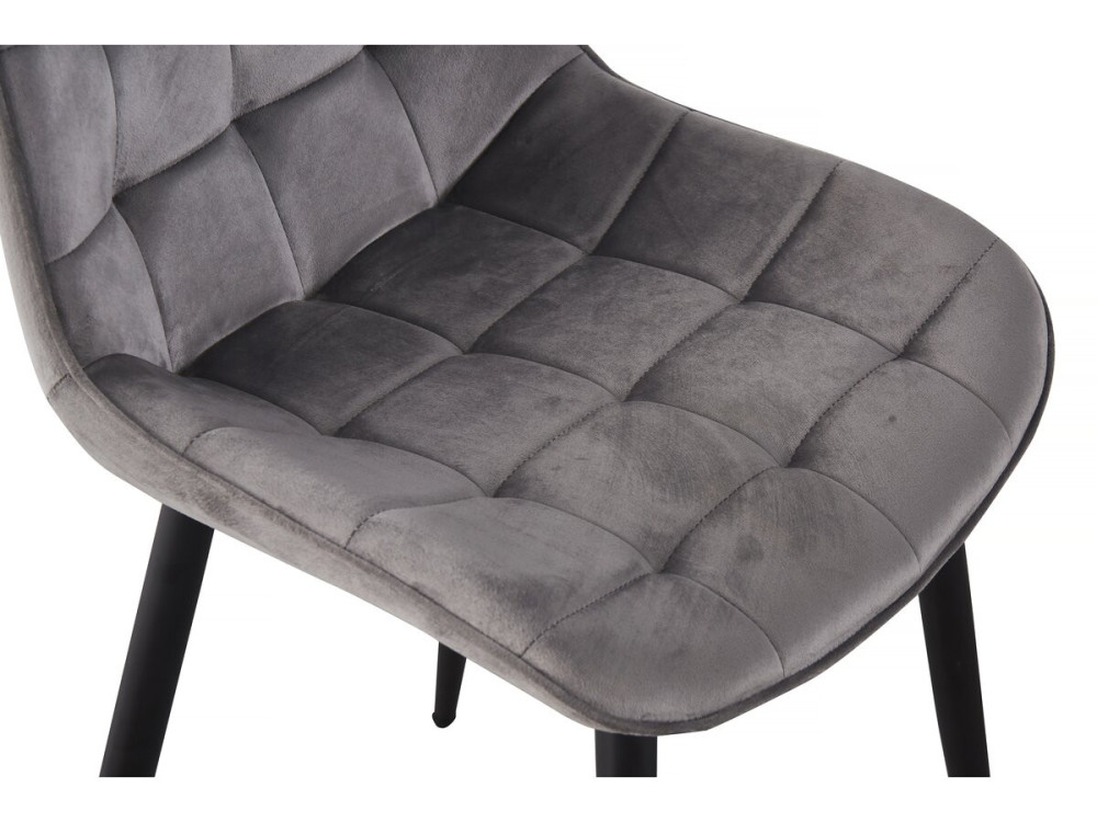 Stoelen set 2 stuks eetkamerstoelen velours fluweel "Victoria" - Grijs