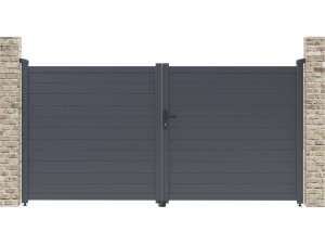 Tuinpoort dubbele poort aluminium "Marc" - 299,5 x 155,9 cm - Grijs