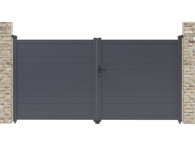 Tuinpoort dubbele poort aluminium "Marc" - 299,5 x 155,9 cm - Grijs