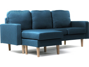 Hoekbank omkeerbaar in stof "Gabby" - 3 plaatsen - Blauw
