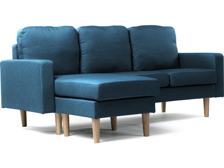 Hoekbank omkeerbaar in stof "Gabby" - 3 plaatsen - Blauw