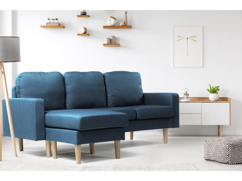 Hoekbank omkeerbaar in stof "Gabby" - 3 plaatsen - Blauw