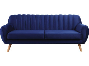 Vaste Scandinavische fluwelen bank "Jarvis" - 3 plaatsen - Donkerblauw.