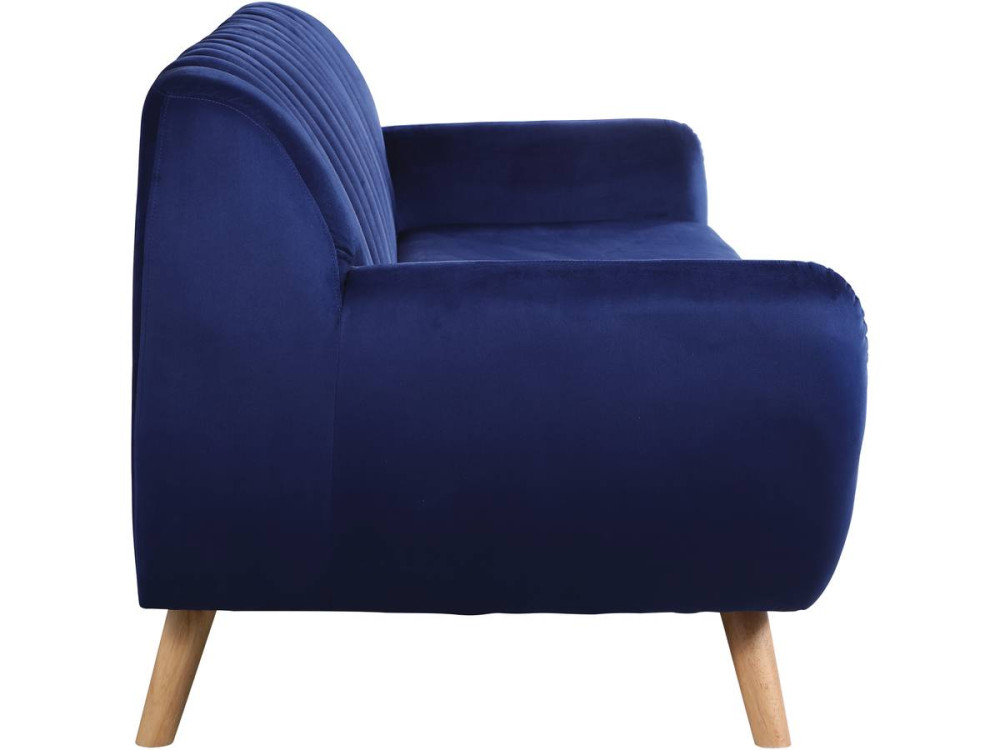 Vaste Scandinavische fluwelen bank "Jarvis" - 3 plaatsen - Donkerblauw.