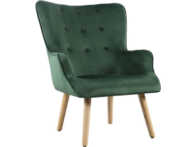 Fluwelen fauteuil in Scandinavische stijl "Odense" - 73 x 81 x 92,5 cm - 1 zits - Groen