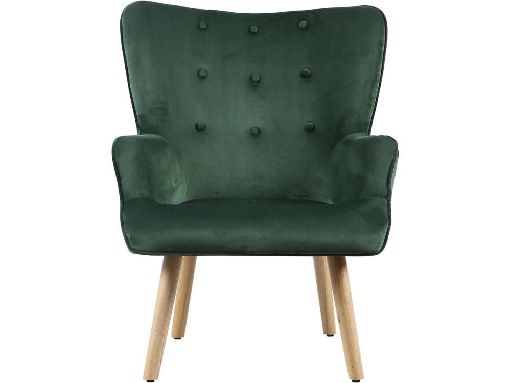Fluwelen fauteuil in Scandinavische stijl "Odense" - 73 x 81 x 92,5 cm - 1 zits - Groen
