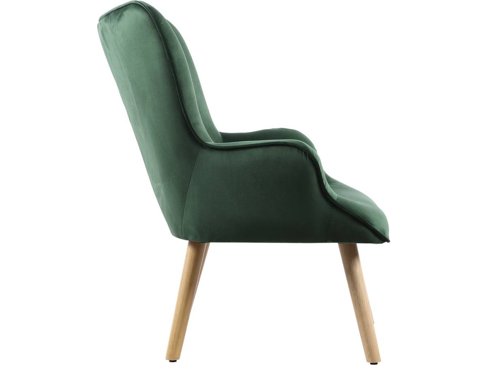 Fluwelen fauteuil in Scandinavische stijl "Odense" - 73 x 81 x 92,5 cm - 1 zits - Groen