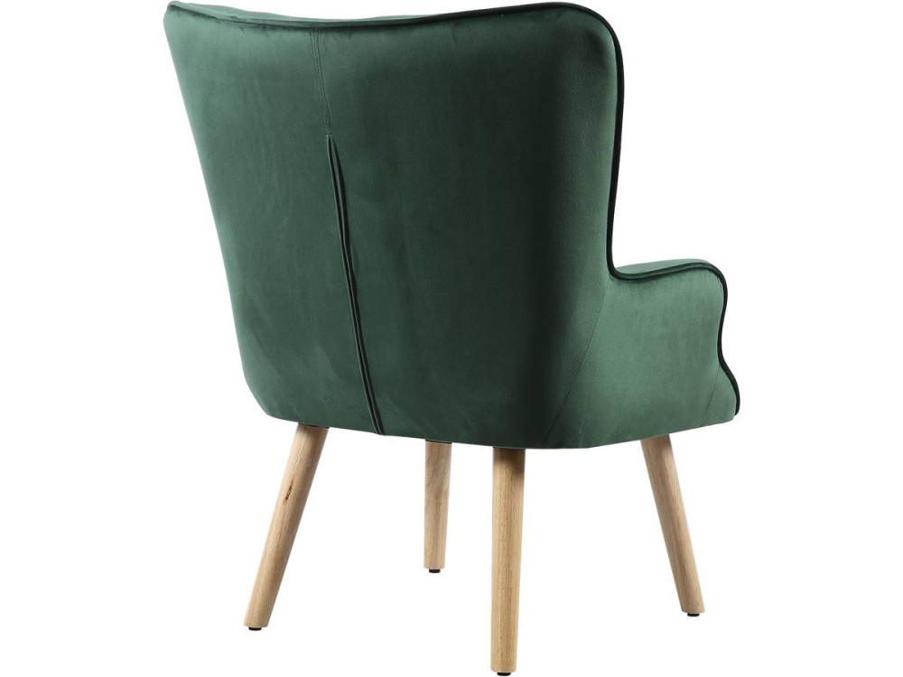 Fluwelen fauteuil in Scandinavische stijl "Odense" - 73 x 81 x 92,5 cm - 1 zits - Groen