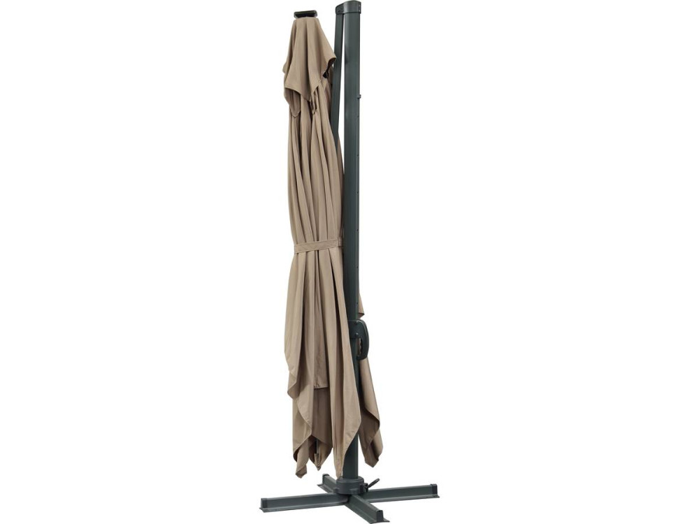"Sun 3 Luxe" aluminium LED offset tuinparasol 3 x 3 m - Taupe