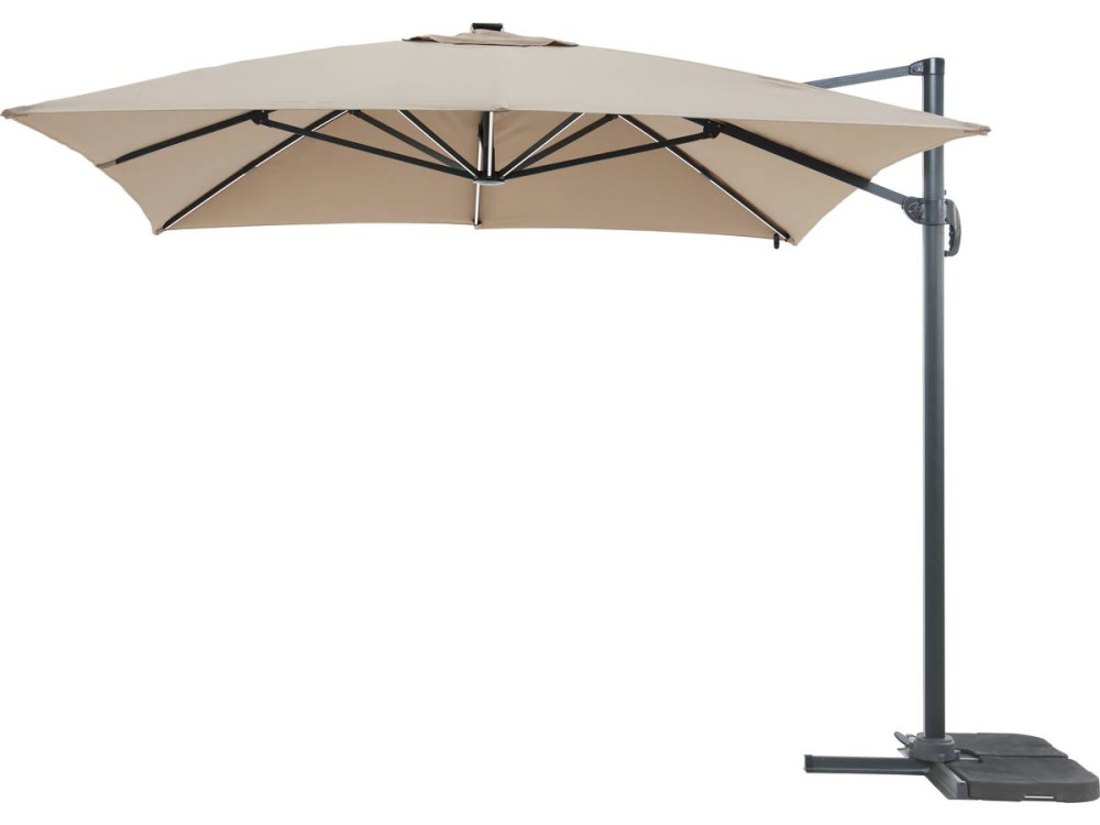 "Sun 3 Luxe" aluminium LED offset tuinparasol 3 x 3 m - Taupe