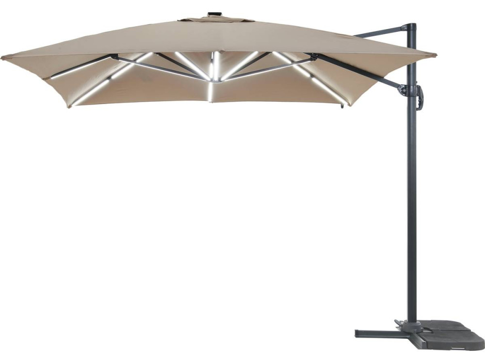 "Sun 3 Luxe" aluminium LED offset tuinparasol 3 x 3 m - Taupe
