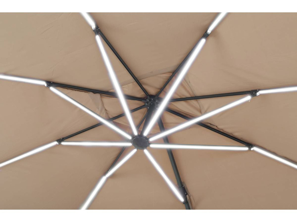 "Sun 3 Luxe" aluminium LED offset tuinparasol 3 x 3 m - Taupe