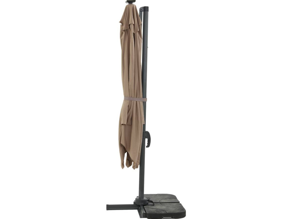 Parasol vrijhangend tuin zweefparasol led "Sun 4 Luxe" - 3 x 4 m - Taupe - grijs bruin