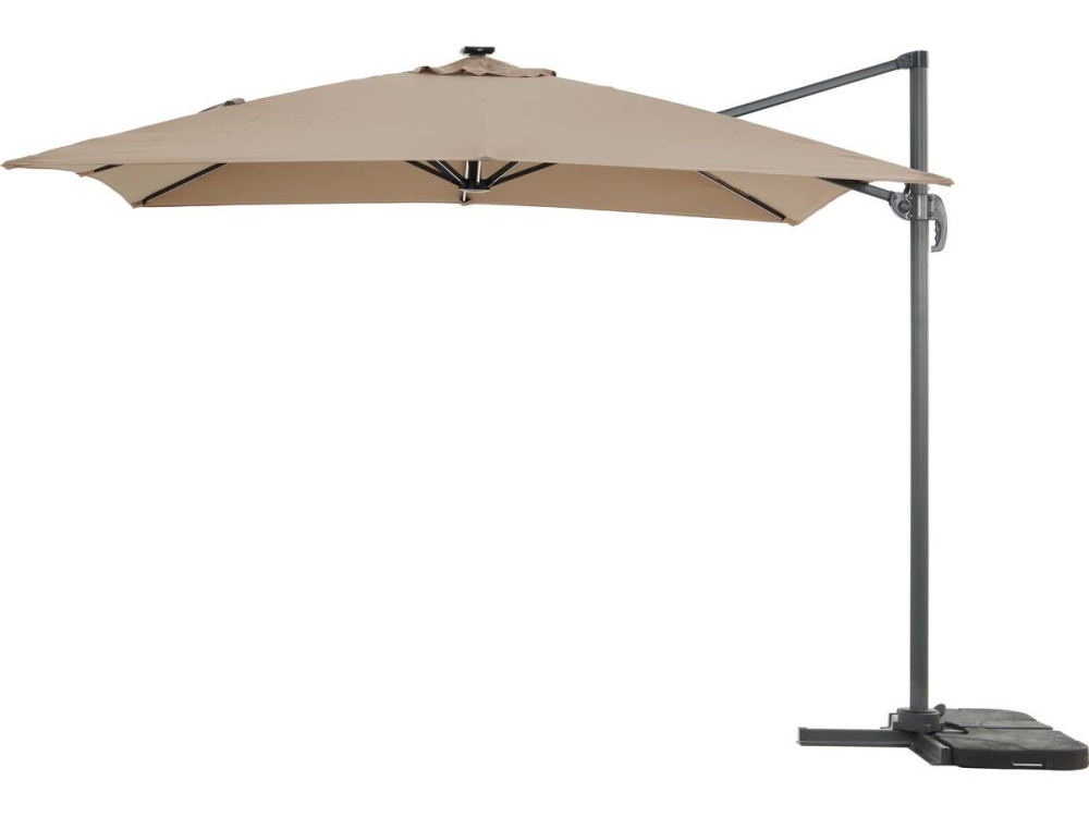 Parasol vrijhangend tuin zweefparasol led "Sun 4 Luxe" - 3 x 4 m - Taupe - grijs bruin