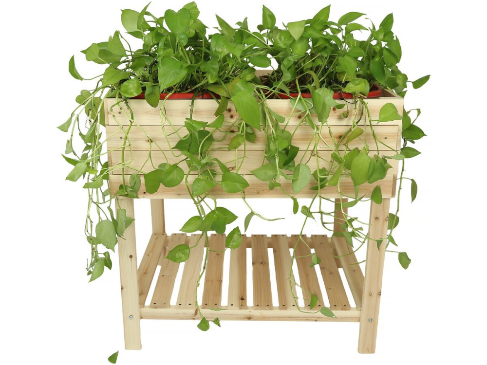 Moestuinbak vierkant plantenbak kweekbak op poten hout "Rose" - 79 x 40 x 79,5 cm