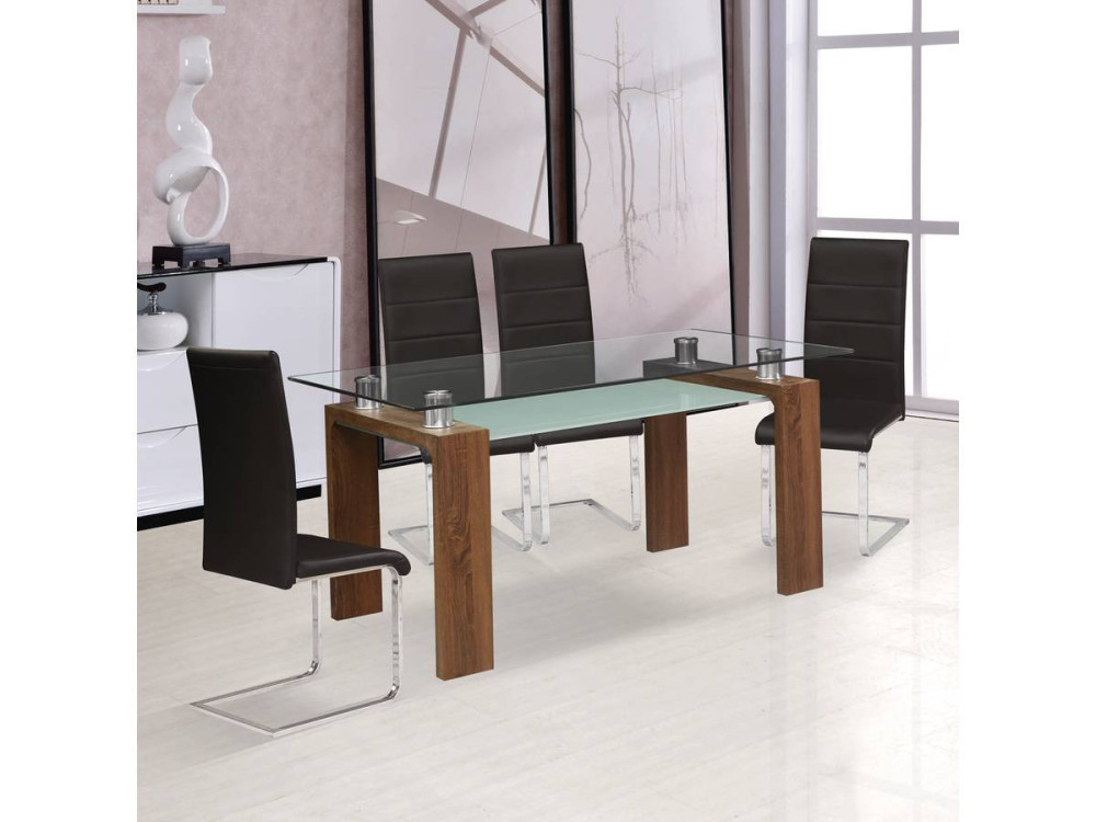 Eettafel keukentafel tafel "Eva" - 150 x 80 x 75 cm - Bruin - kastanjebruin