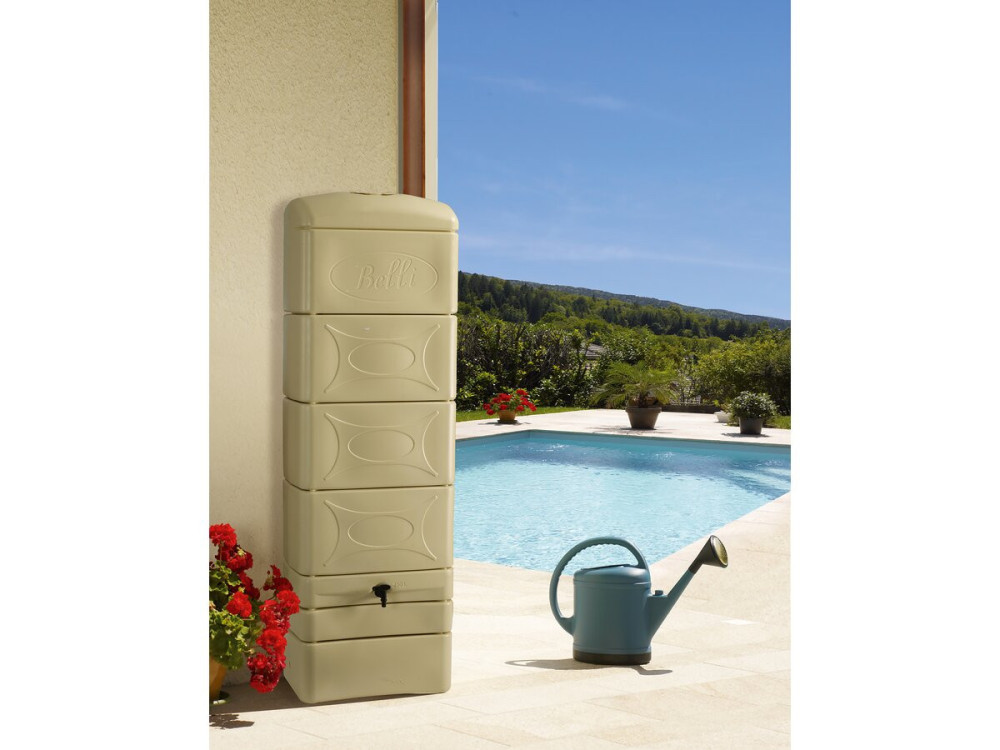Regenton waterreservoir muur 300 liter met gootaansluiting "Malang"  - Beige - lichtbruin