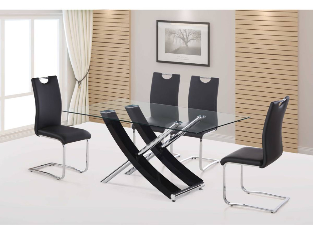 Eettafel "Diva" - 160 x 90 x 76 cm - Zwart gelakt