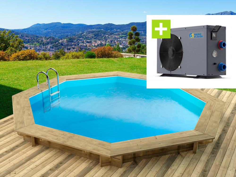 Houten zwembad "Verona" - 510 x 120 cm + warmtepomp - Vermogen 6,1 kW