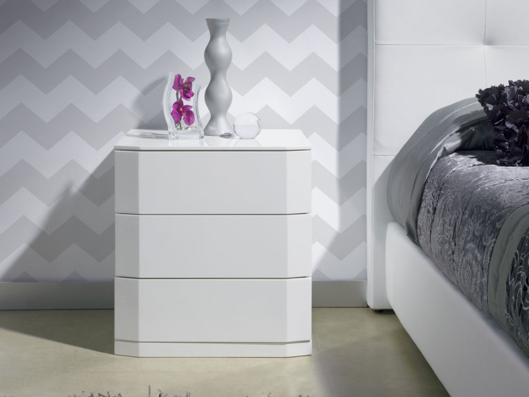 Nachtkastje "Perle" met 3 laden - 54 x 42 x 57 cm - Witte kleur