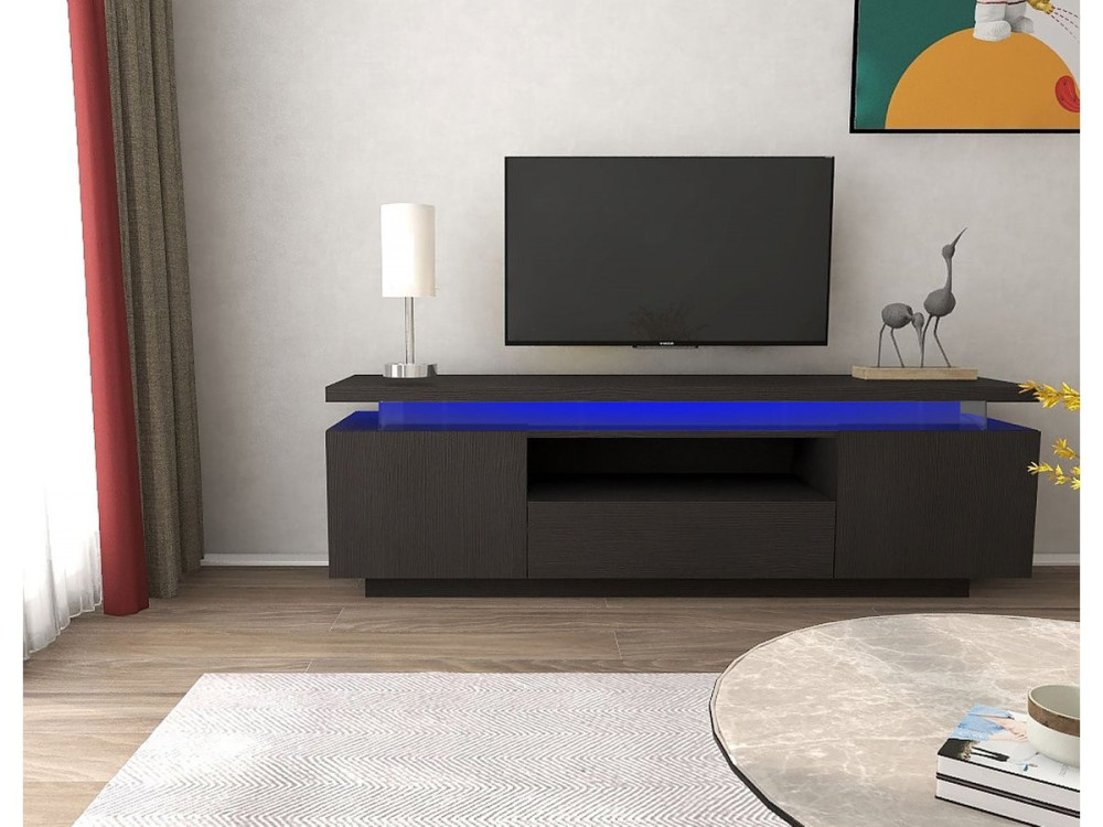 TV meubel met led gelakt "Ruth" - 165 x 40 x 49 cm - Zwart