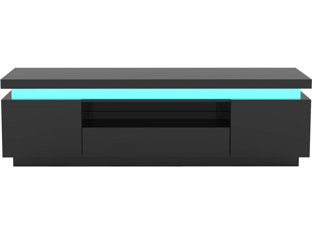 TV meubel met led gelakt "Ruth" - 165 x 40 x 49 cm - Zwart