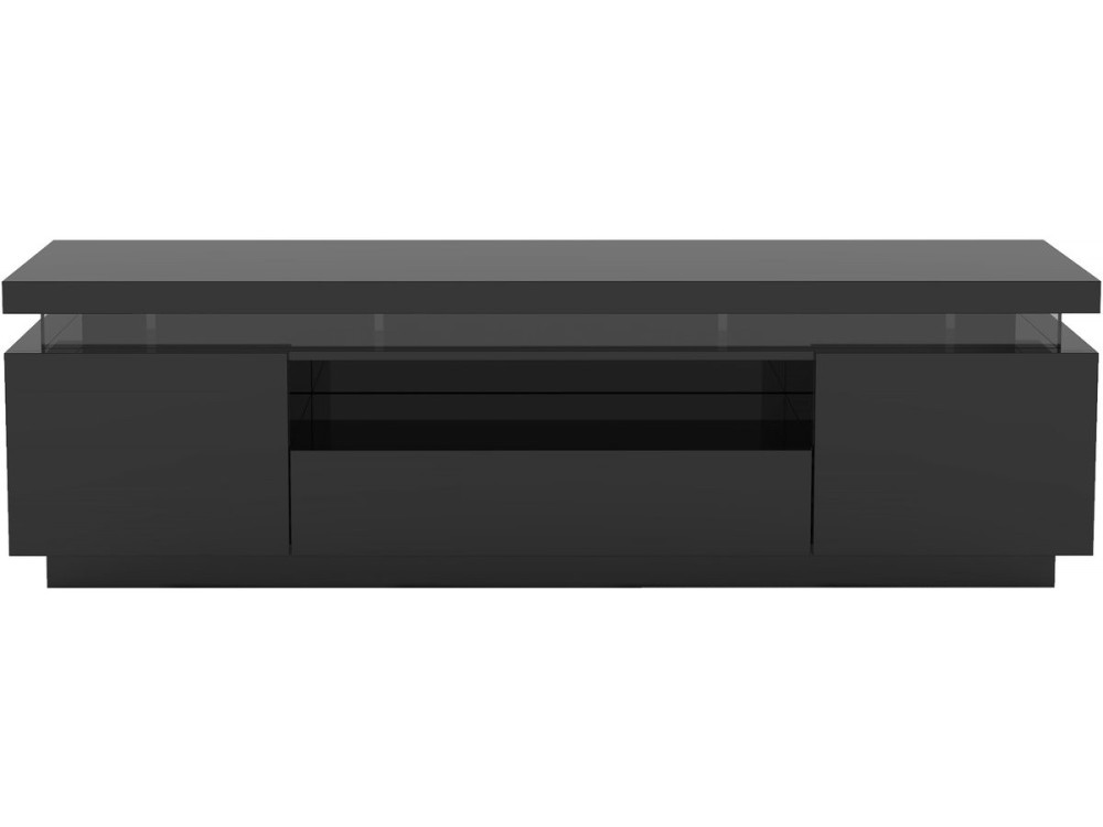 TV meubel met led gelakt "Ruth" - 165 x 40 x 49 cm - Zwart