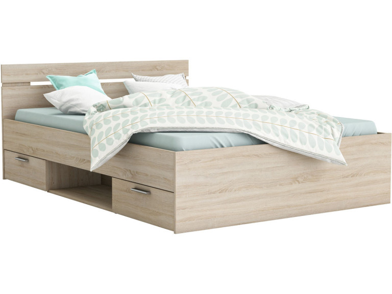 Michigan" bed - 160 x 200 cm - Geborsteld eiken