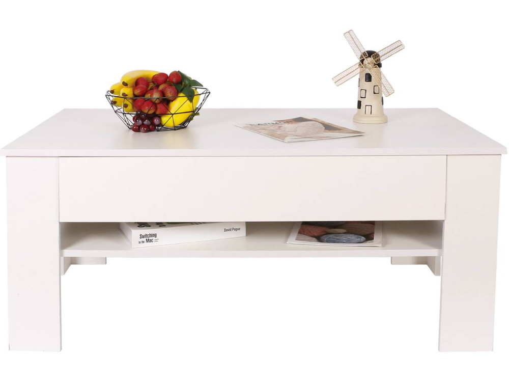"Joy" rechthoekige salontafel met lade - Wit
