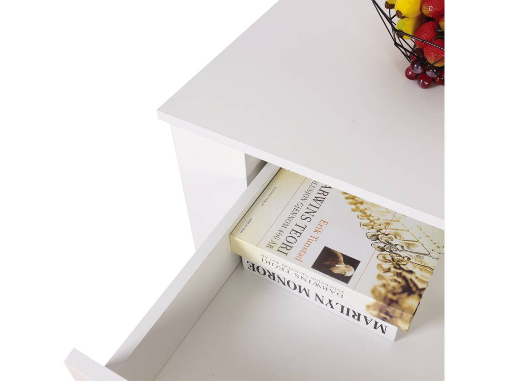 "Joy" rechthoekige salontafel met lade - Wit