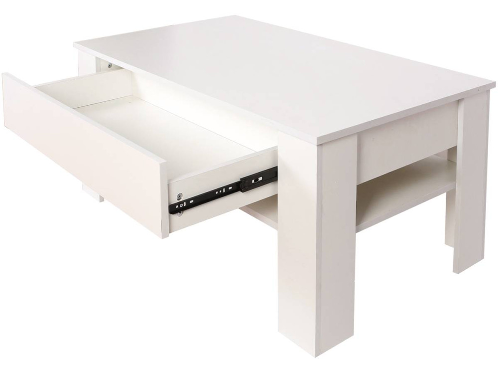 "Joy" rechthoekige salontafel met lade - Wit