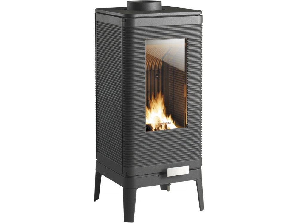 Poêle à bois en fonte "Iwaki" - 81,3 x 37 x 39,4 cm - 4,5 à 10,5 KW - Anthracite