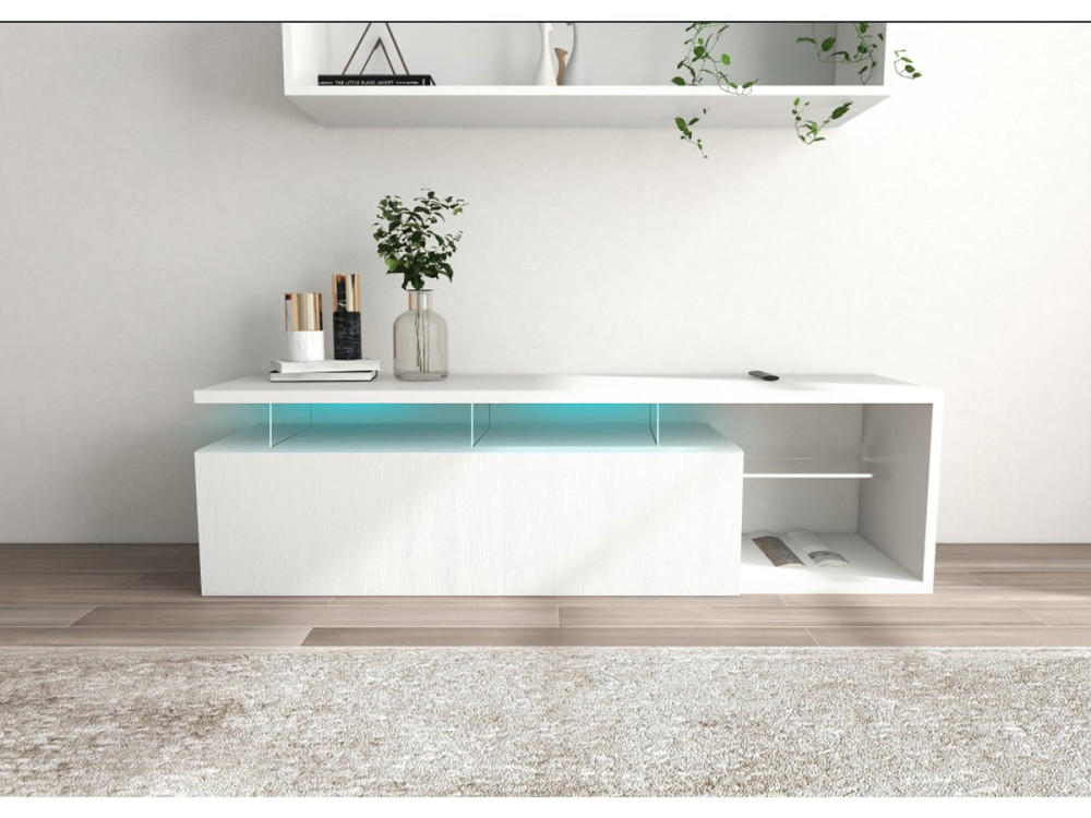 TV meubel met led gelakt "Penny" - 150 x 41 x 38 cm - Wit